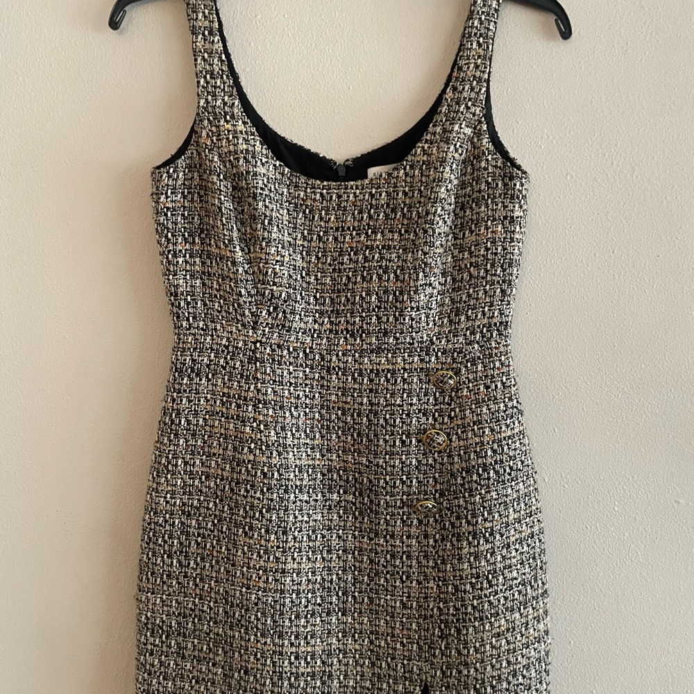Gianni Bini Black and Cream Tweed Mini Dress